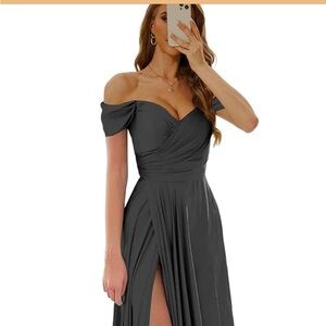Elegant off the shoulder black tie dress